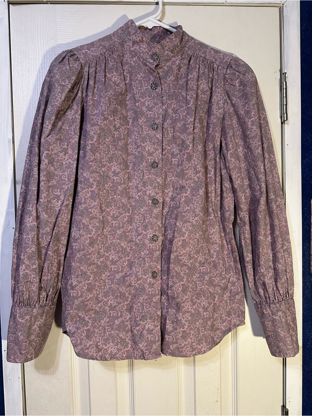 Vintage Wah Maker Mauve Paisley Prairie Blouse | Western Victoria Button-Up